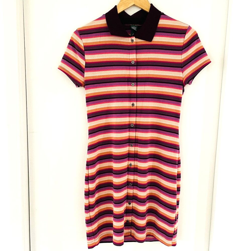 Wild Fable Women's Size M Striped Button Up Bodycon Sweater Dress Retro